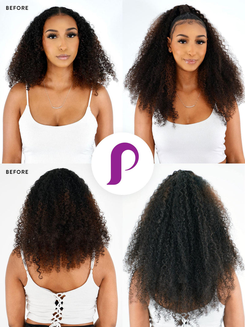 Kinky Curly Lace Clip In Hair Extensions