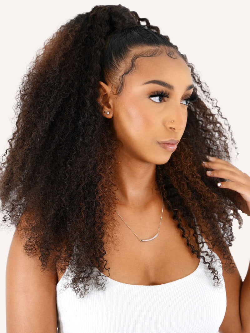 Kinky Curly Lace Clip In Hair Extensions